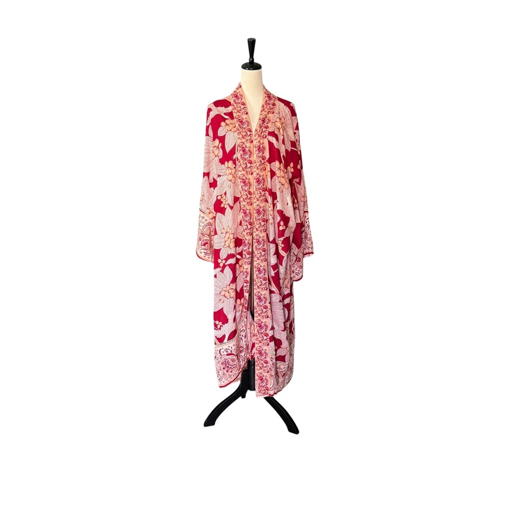 Z&L‎ Women’s Boho Floral Kimono Robe Topper Lightweight Lounge Cover-Up One-Size